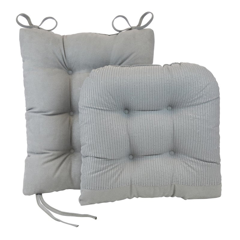 Klear Vu Omega Non-Slip Rocking Chair Cushion Set, Assembled in USA, Thick Padding & Tufted Design, Includes Seat Pad & Back Pillow with Ties, 17x17 Inches, 2-Piece Set, Twillo Gray - Image 3